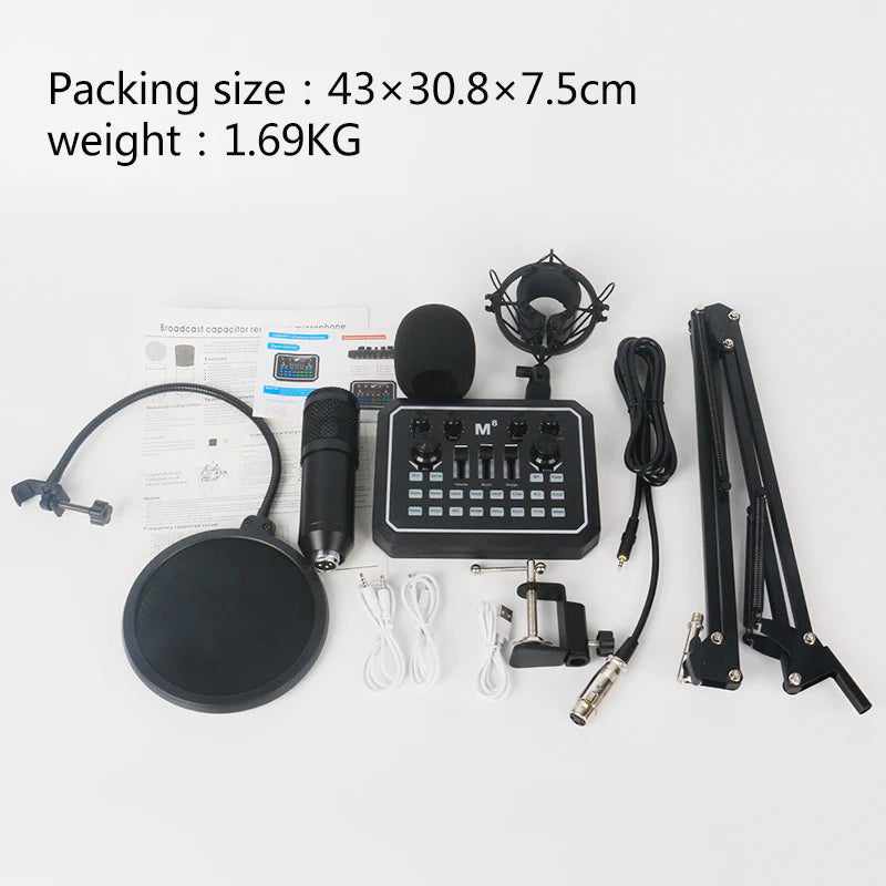 ALUMINUM CONDENSER MICROPHONE SOUND CARD SET