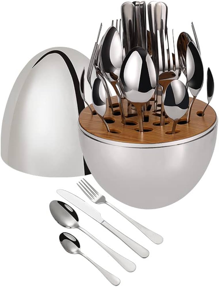 24 PCS STAINLESS STEEL CREATIVE EGG SHAPED CUTLERY SET