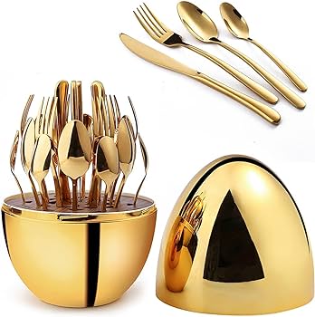 24 PCS STAINLESS STEEL CREATIVE EGG SHAPED CUTLERY SET