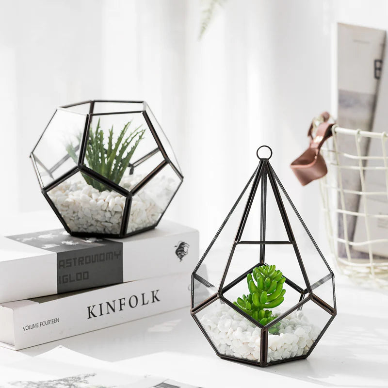 D'ECO GLASS GEOMETRIC PLANT TERRARIUM