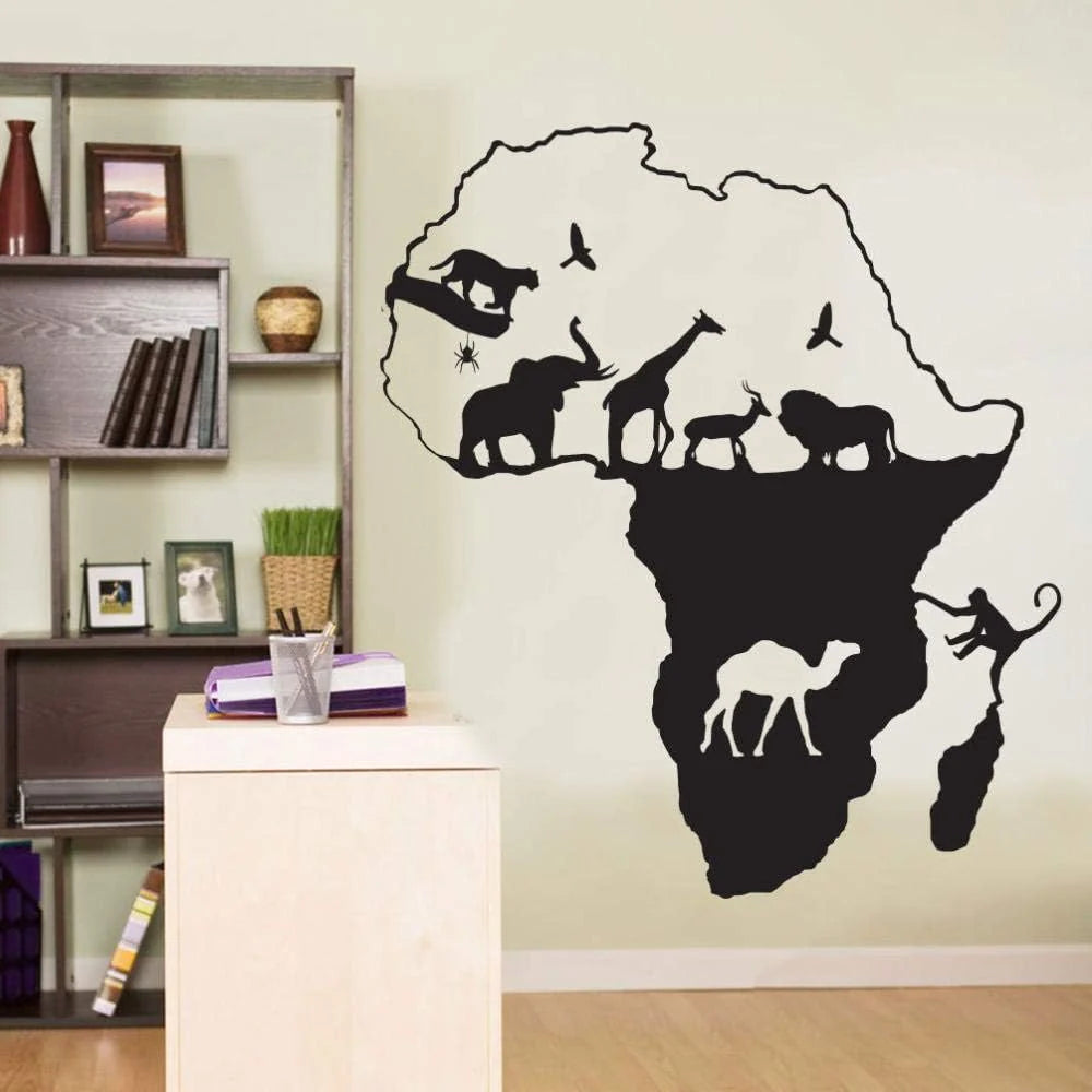 AFRICA MAP WALL DECOR WITH ANIMALS