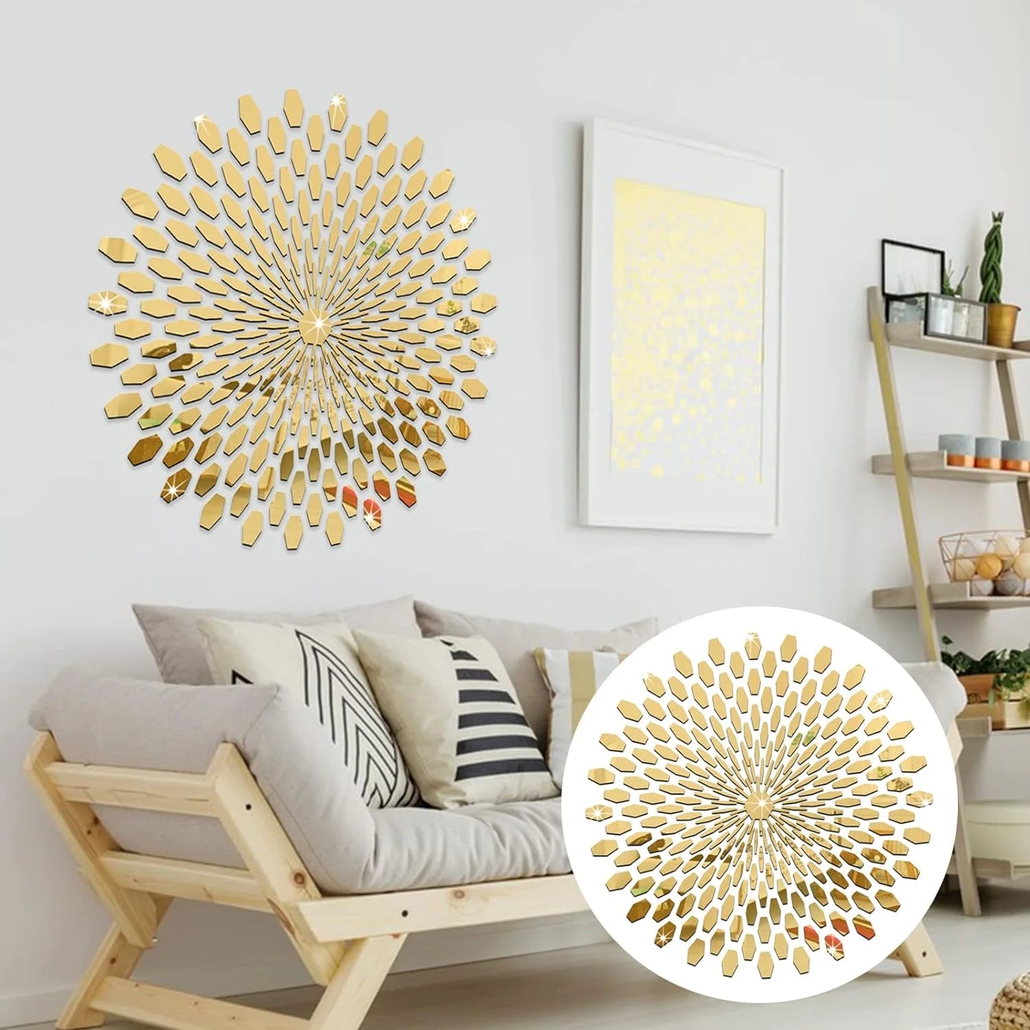 3D SUN STEREO ACRYLIC SUNFLOWER ROUND MURAL 56 X 56CM