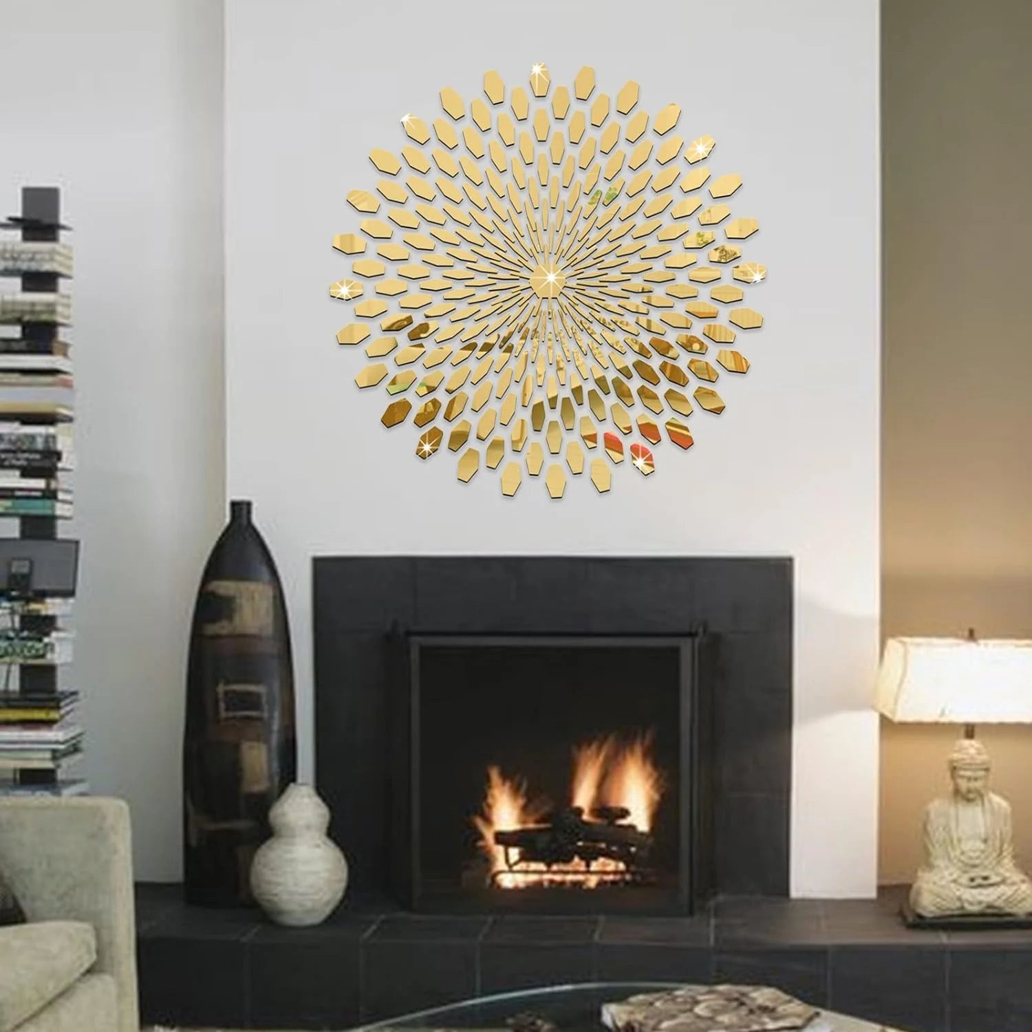 3D SUN STEREO ACRYLIC SUNFLOWER ROUND MURAL 56 X 56CM