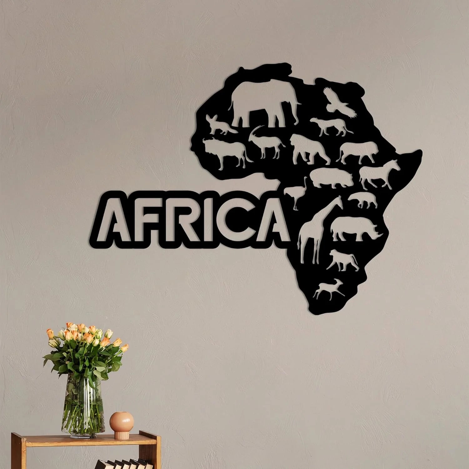 AFRICA MAP WALL DECOR WITH ANIMALS