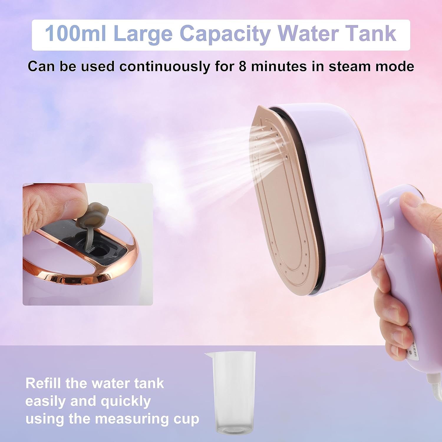 Mini Steam Iron, 1000W Foldable Handheld Travel Steam Iron