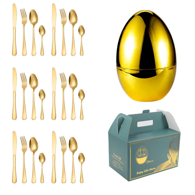 MOOD EGG CUTLERY PORTUGAL 24 PIECE STAINLESS STEEL WESTERN CUTLERY SET