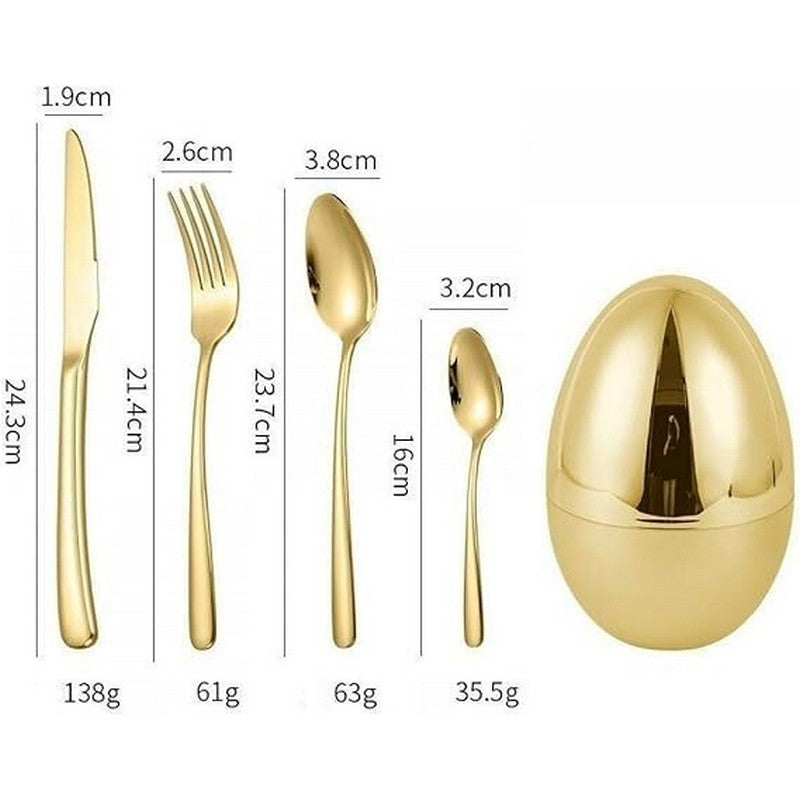 24 PCS STAINLESS STEEL CREATIVE EGG SHAPED CUTLERY SET