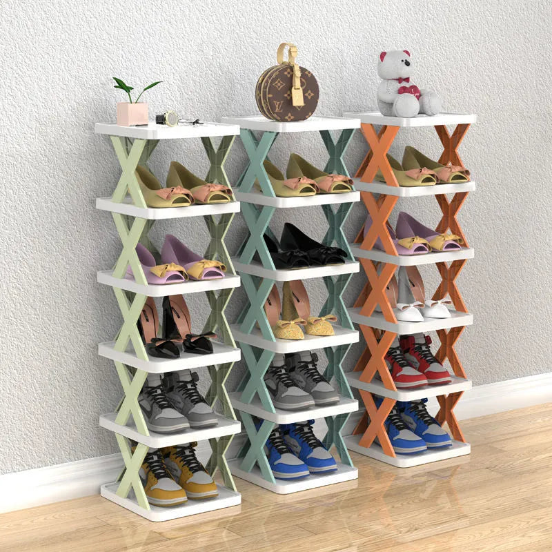 SHOE RACK MULTI LAYER SHOES STORAGE ORGANIZER SPACE -SAVING SHELF DOOR