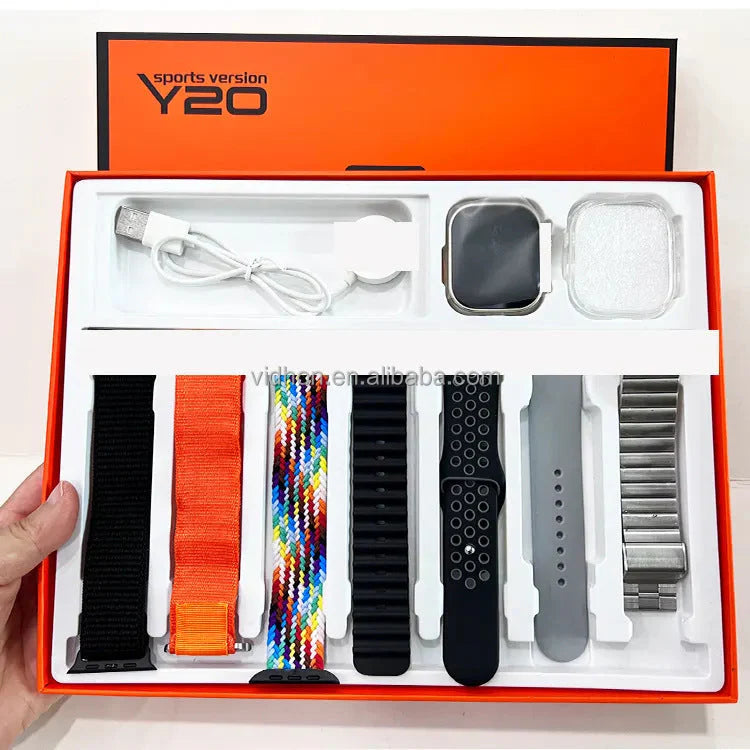 Y20 ULTRA SPORTS SMART WATCH WITH 7 STRAPS AND WATCH COVER