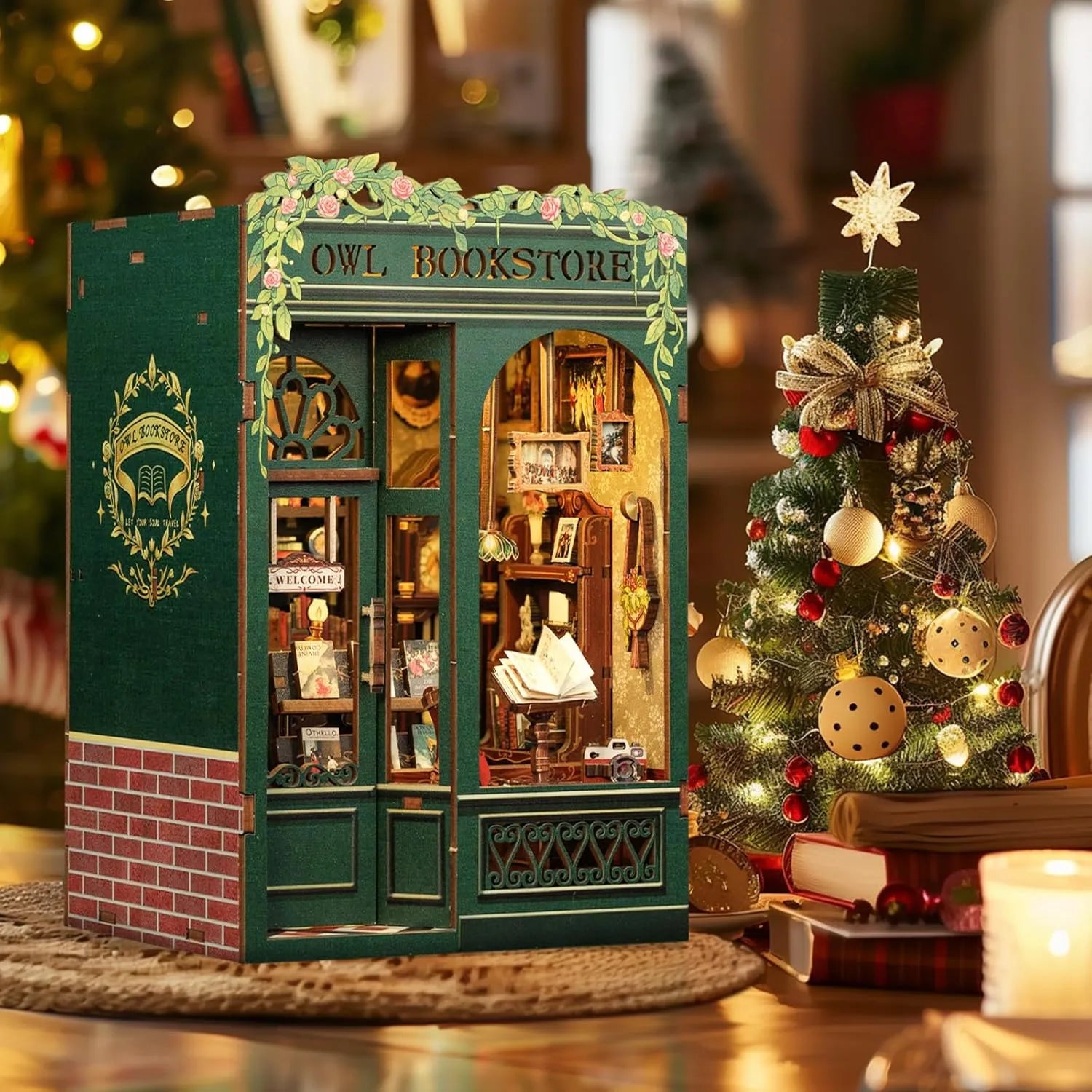 Owl Book Store with Christmas tree