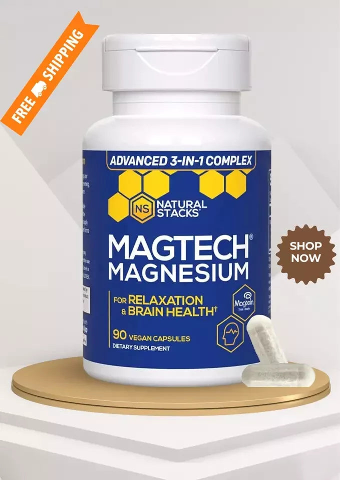 Natural Stacks - MagTech Magnesium Complex 90 Caps Magtein, Brain, Relaxation