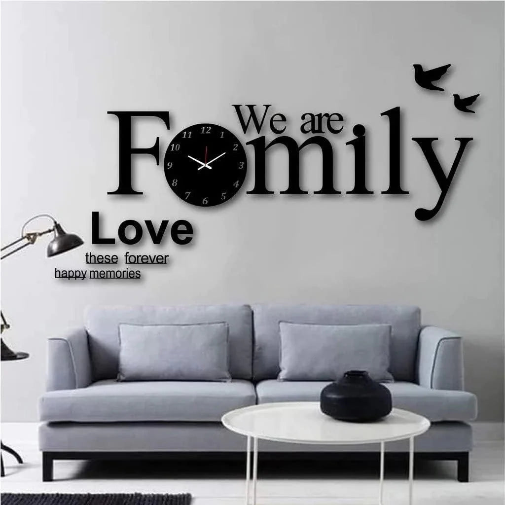 WE ARE FAMILY WALL CLOCK DIY ACRYLIC 100 X 60 CM