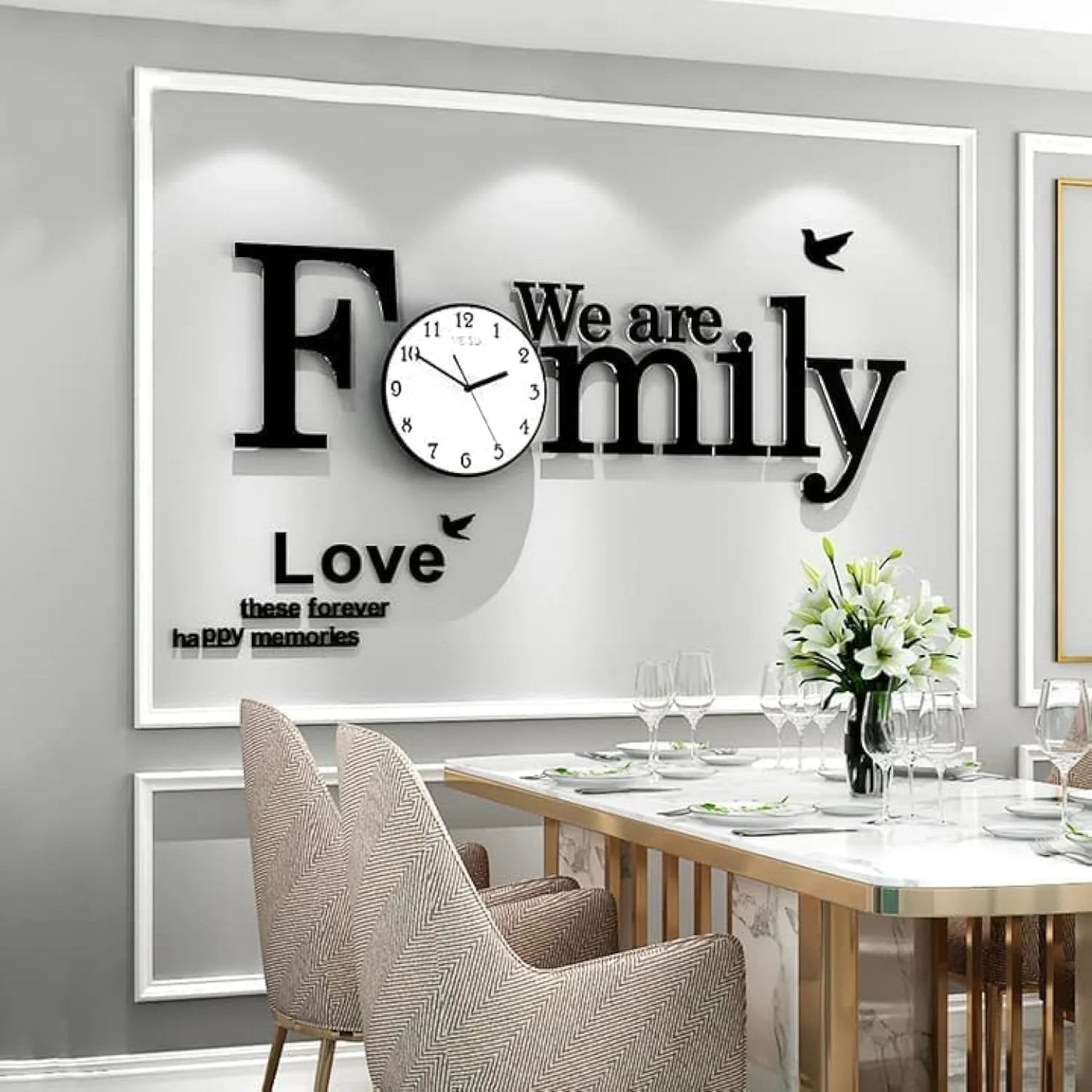 WE ARE FAMILY WALL CLOCK DIY ACRYLIC 100 X 60 CM